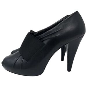 Gianni Bini Womens Black Peep Toe Leather Pumps Heels Stilettos Size 8.5M